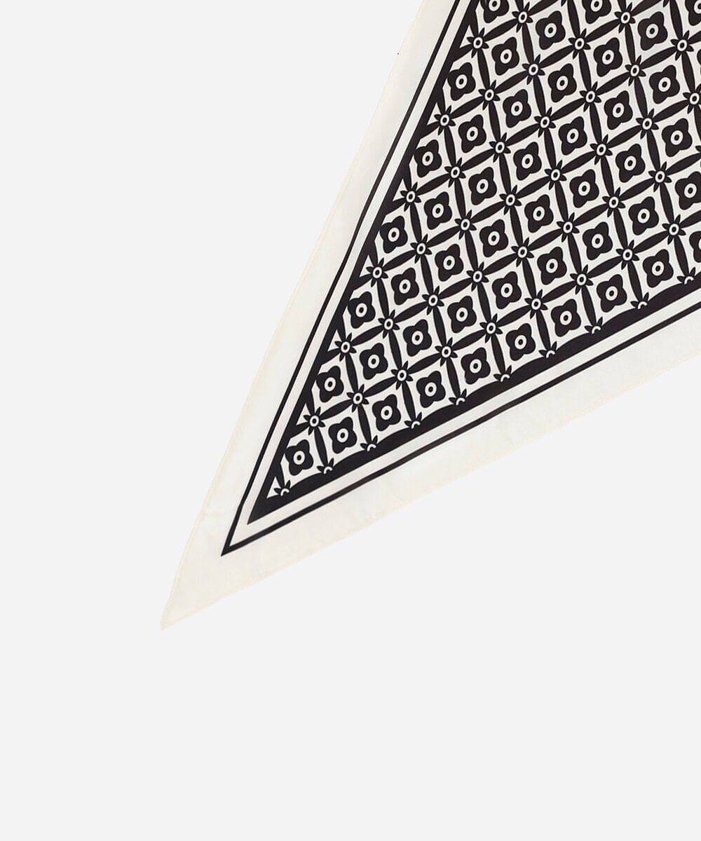 lenço feminino triangular floral preto