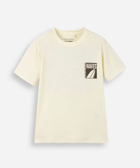 camiseta infantil de algodão estampada amarela