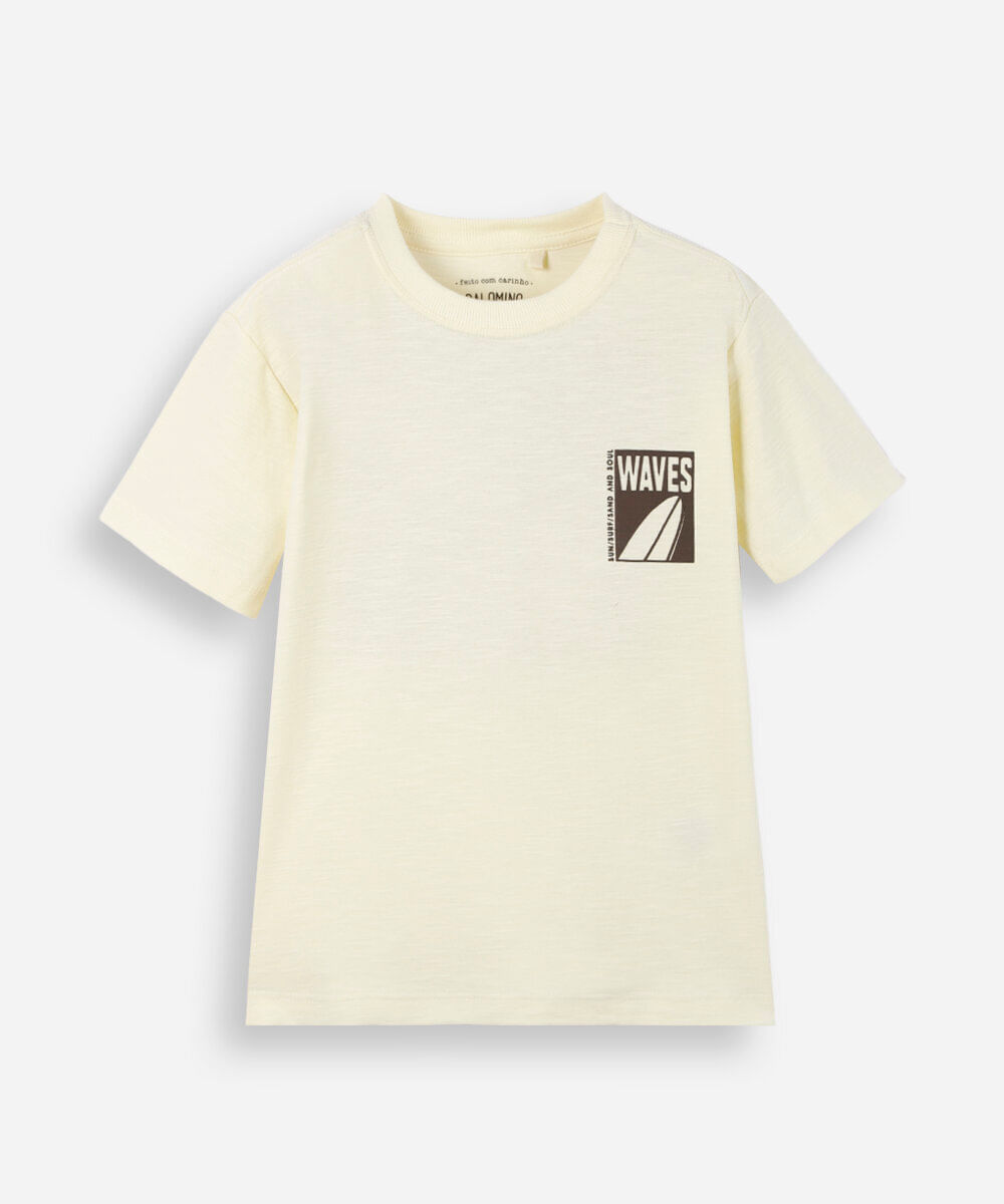 camiseta infantil de algodão estampada amarela