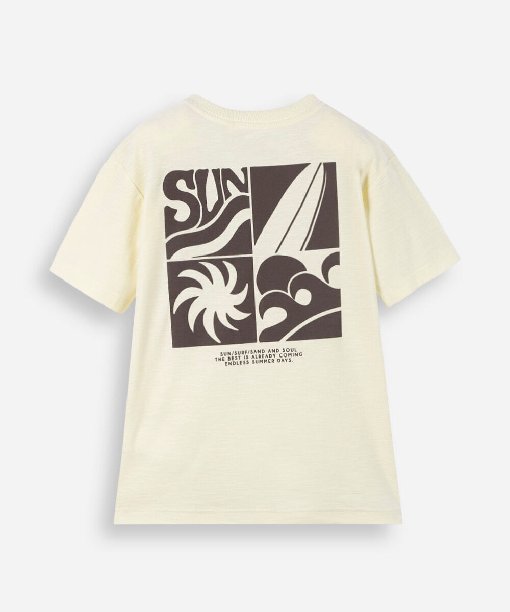 camiseta infantil de algodão estampada amarela