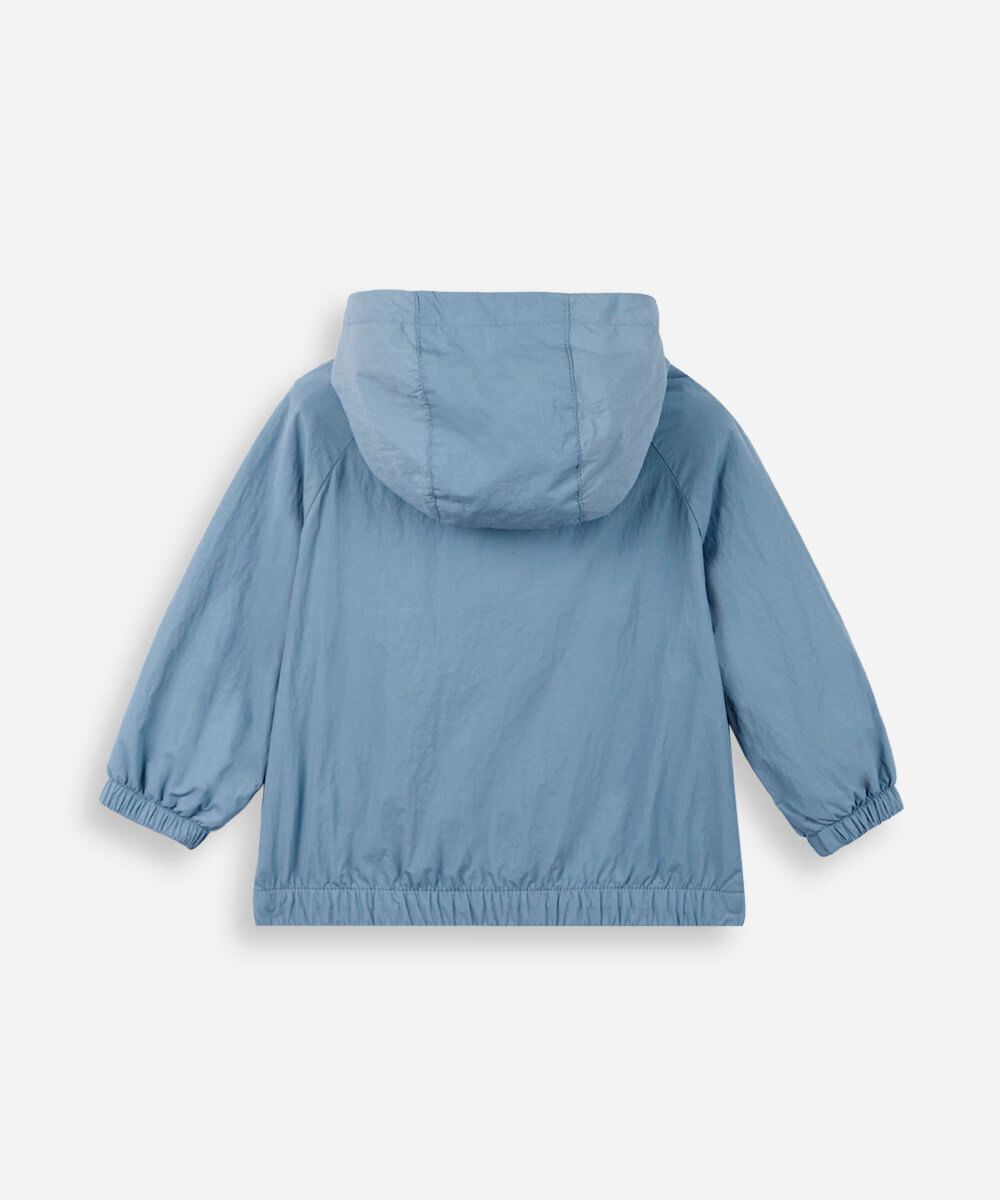 jaqueta infantil corta vento com capuz azul