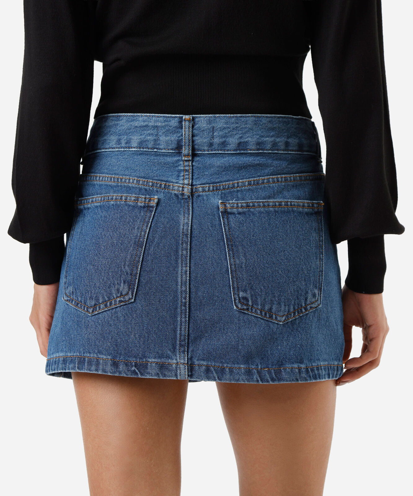 minissaia feminina jeans cintura baixa azul