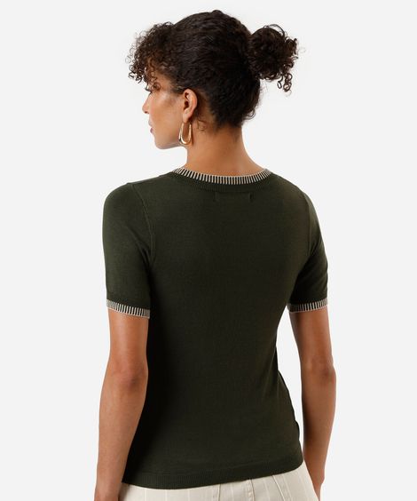 blusa feminina de tricot manga curta verde