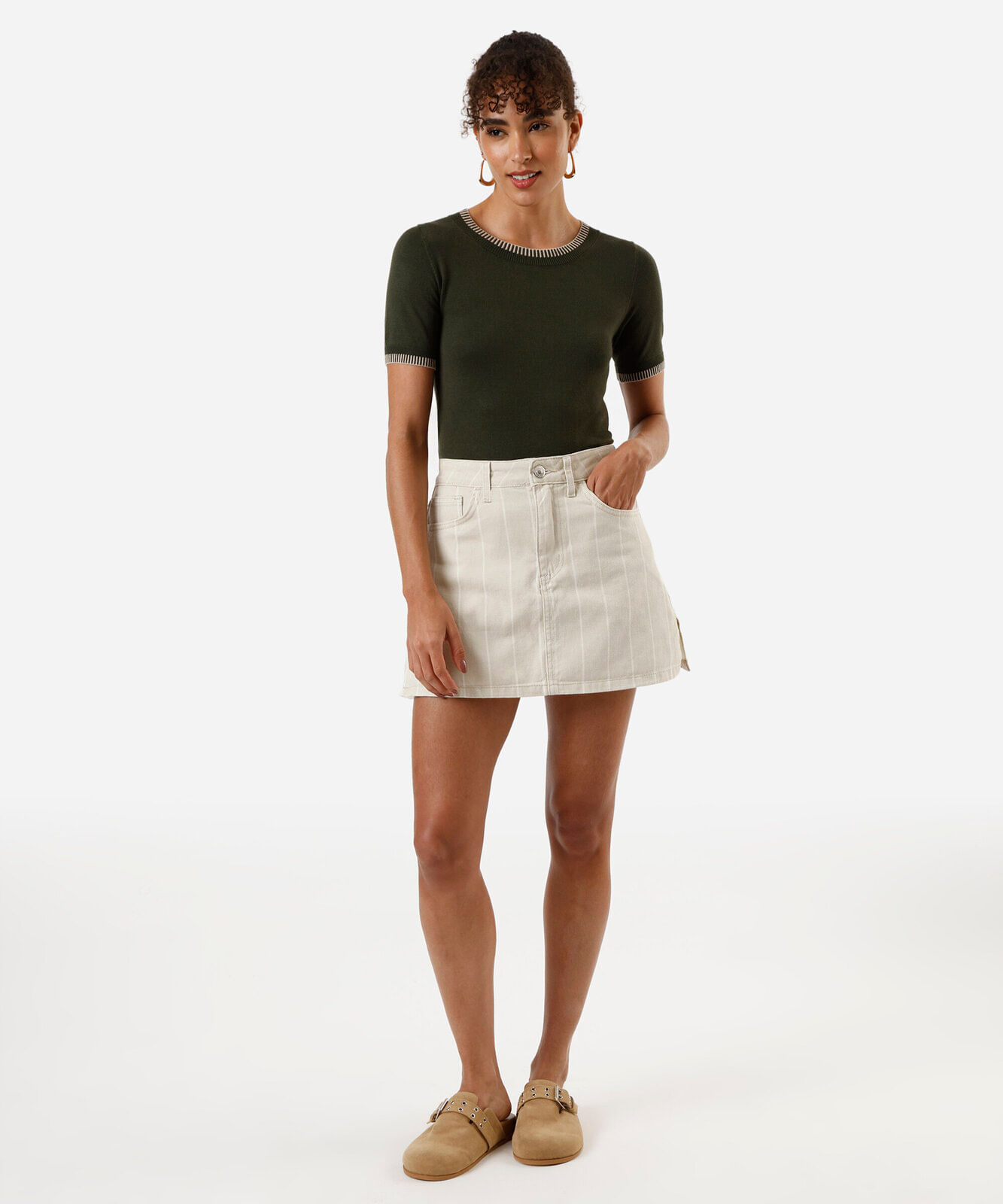 blusa feminina de tricot manga curta verde