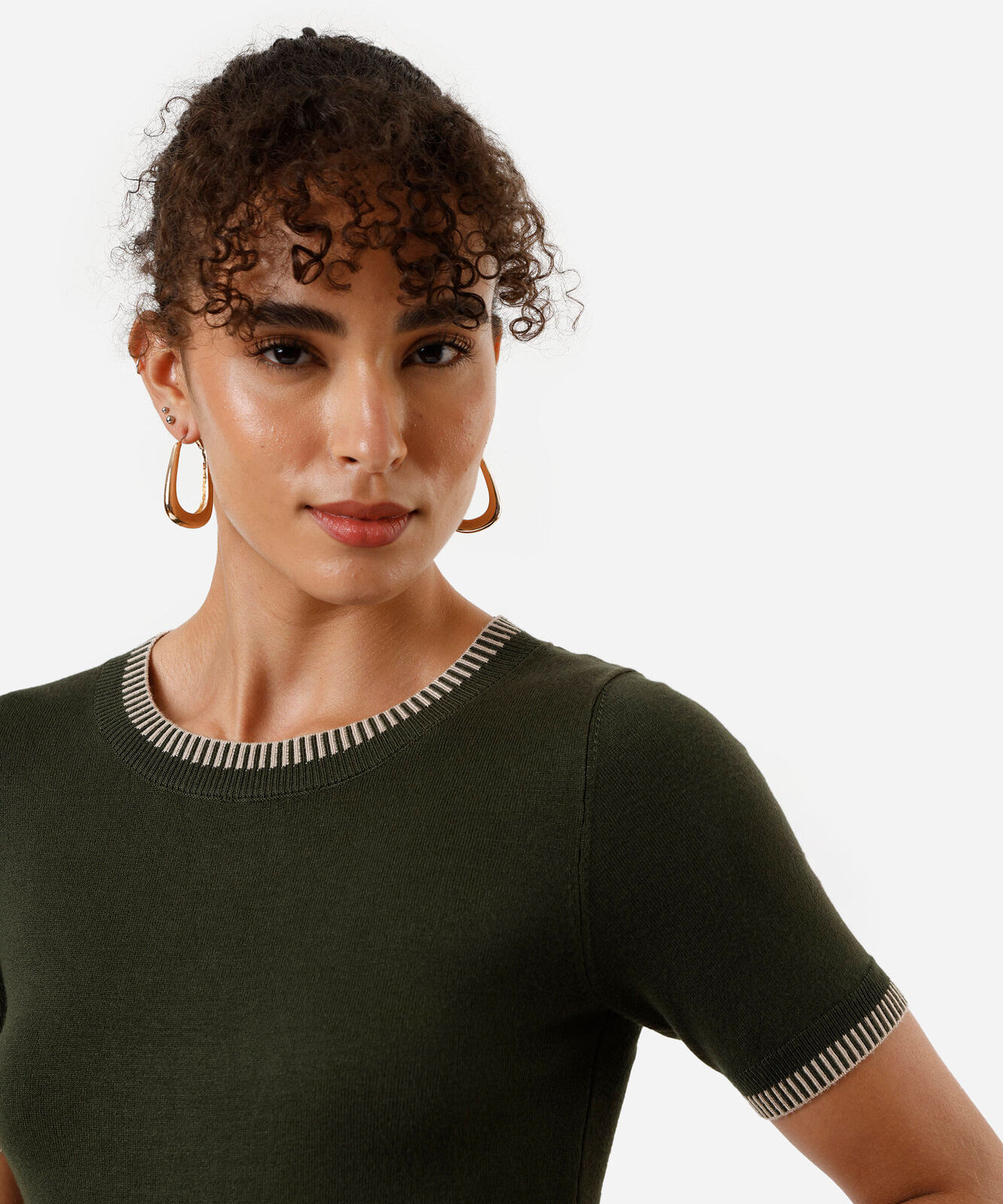 blusa feminina de tricot manga curta verde