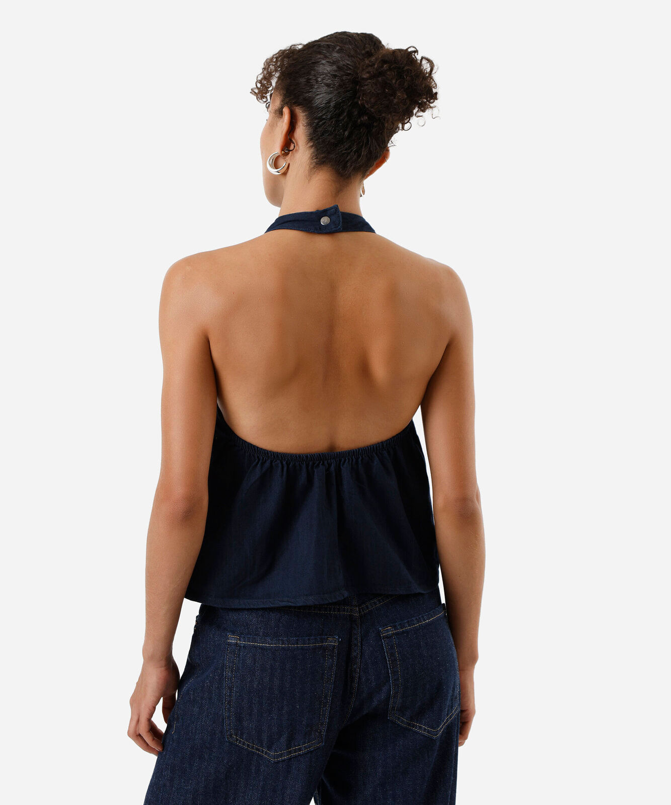 blusa frente única feminina jeans azul