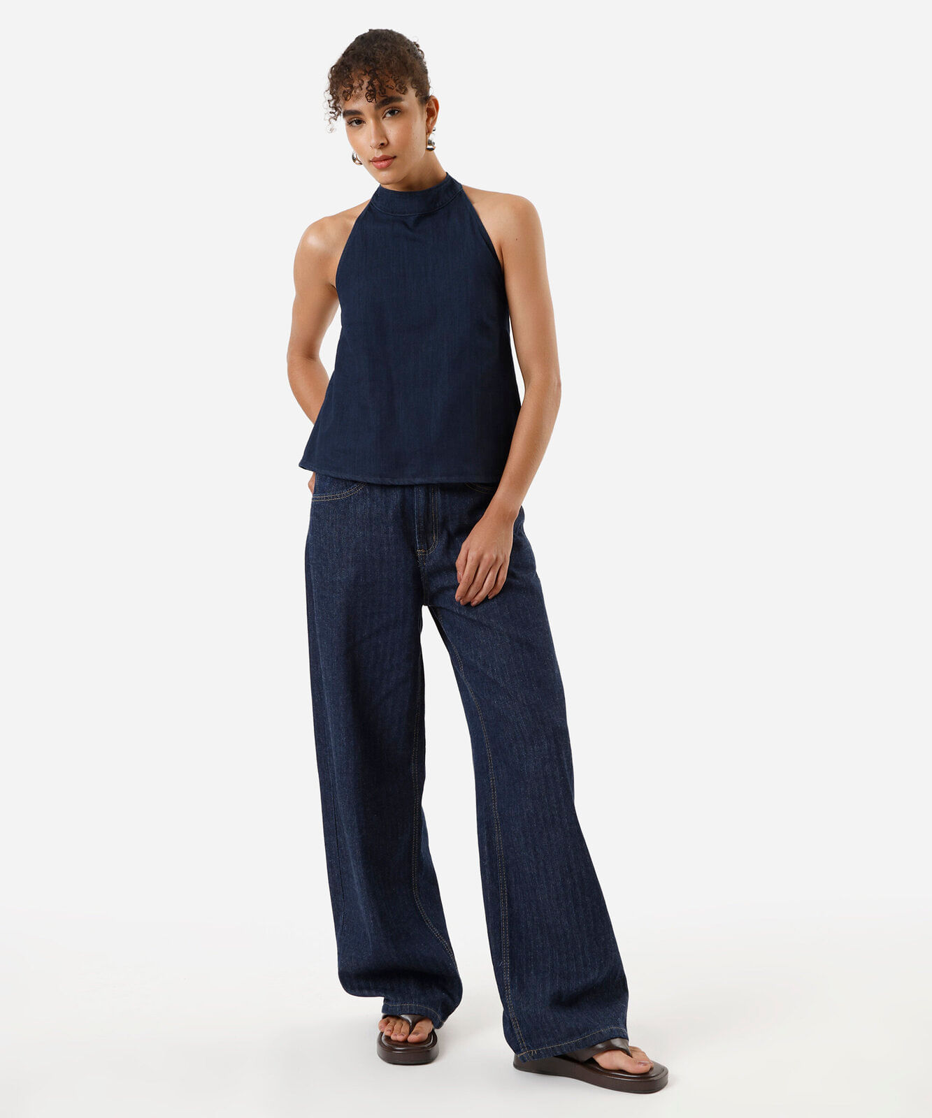 blusa frente única feminina jeans azul