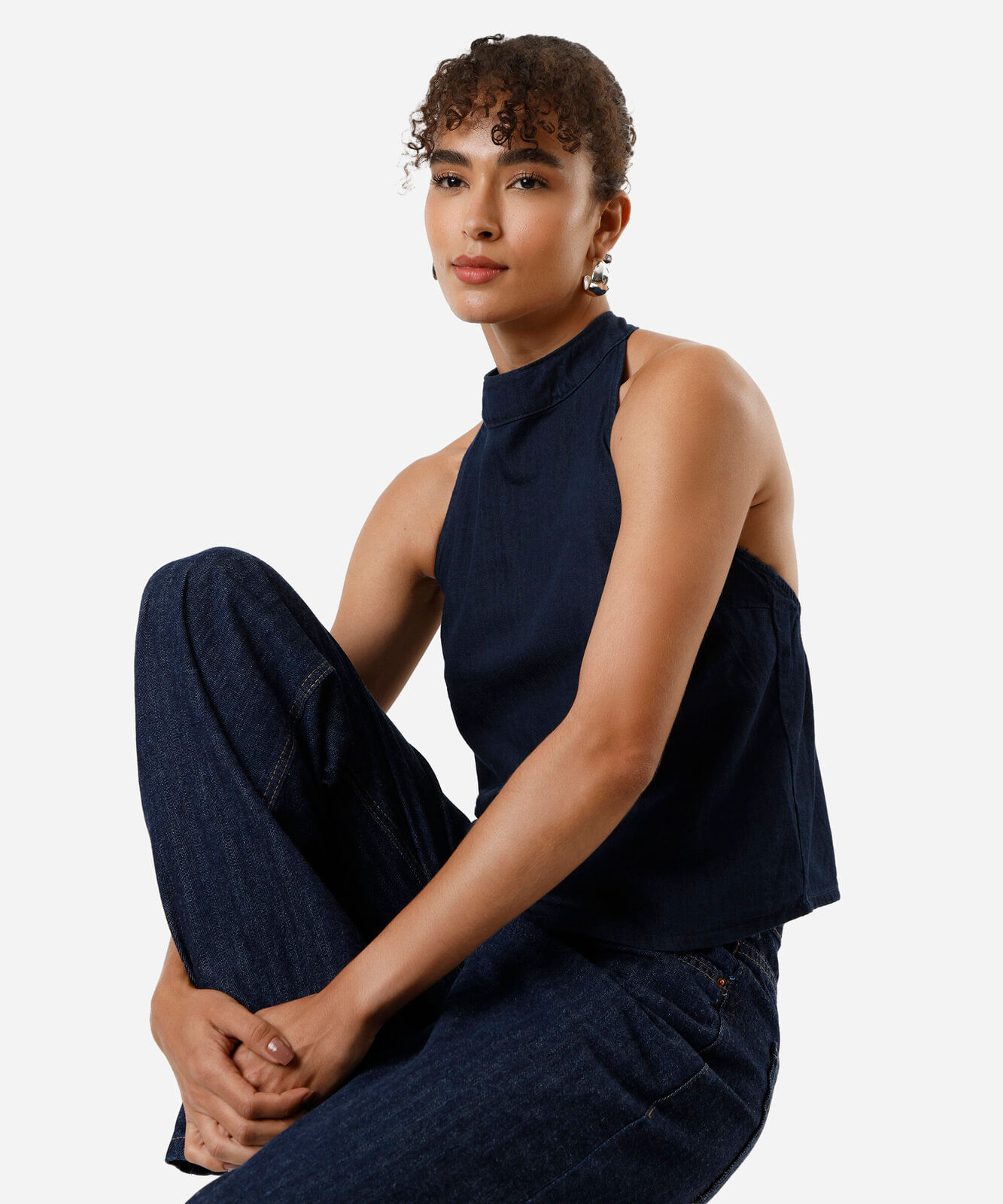 blusa frente única feminina jeans azul