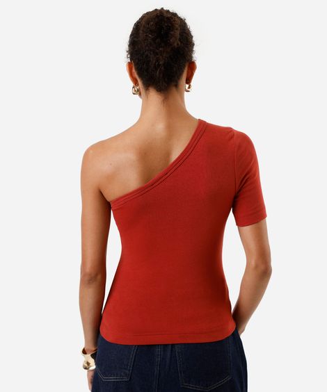 blusa ombro único feminina de algodão vermelha