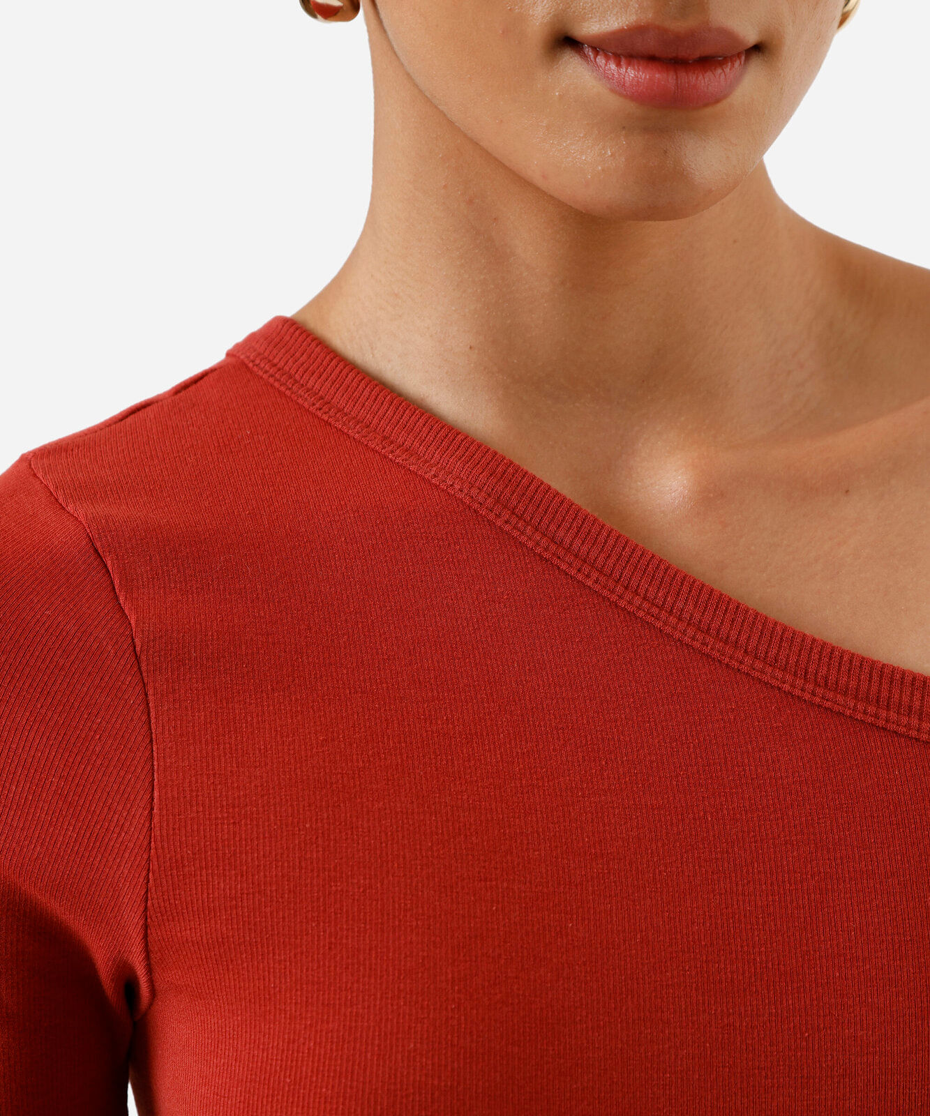 blusa ombro único feminina de algodão vermelha