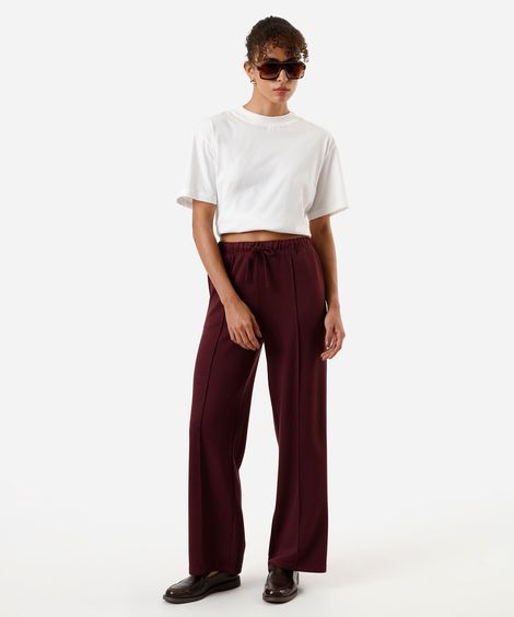 calça jogger básica feminina com nervura vinho