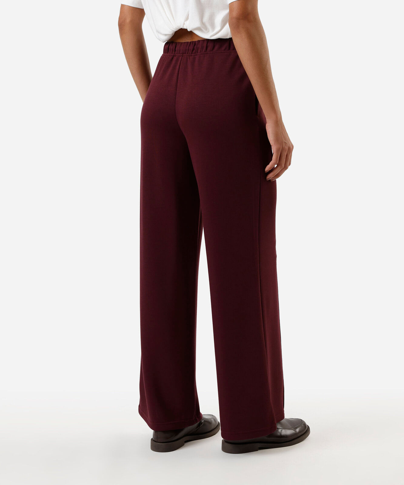 calça jogger básica feminina com nervura vinho