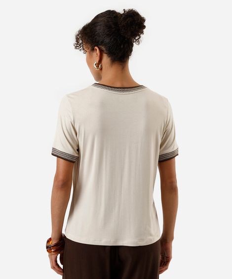 blusa feminina de viscose manga curta bege