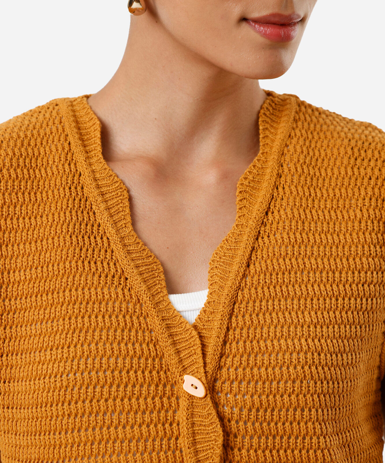 colete feminino de tricot texturizado amarelo