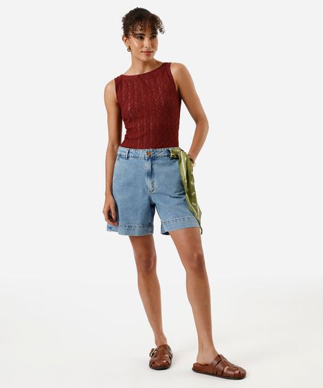 bermuda reta feminina jeans azul