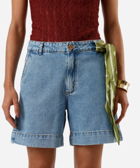 bermuda reta feminina jeans azul