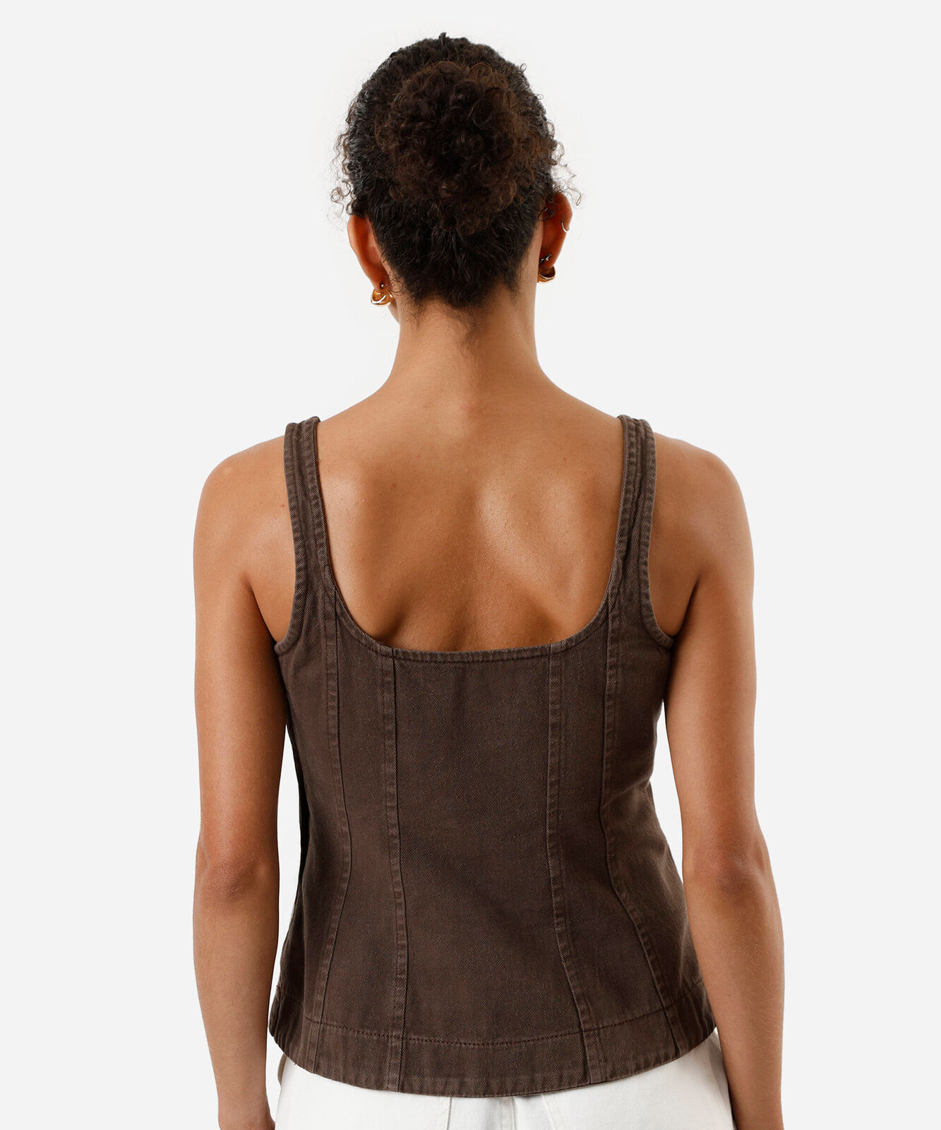 blusa peplum de algodão com alças marrom