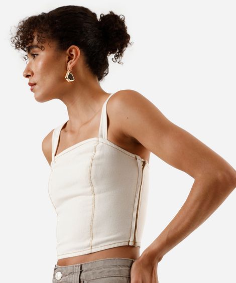 blusa de alfaiataria feminina sem alça off white