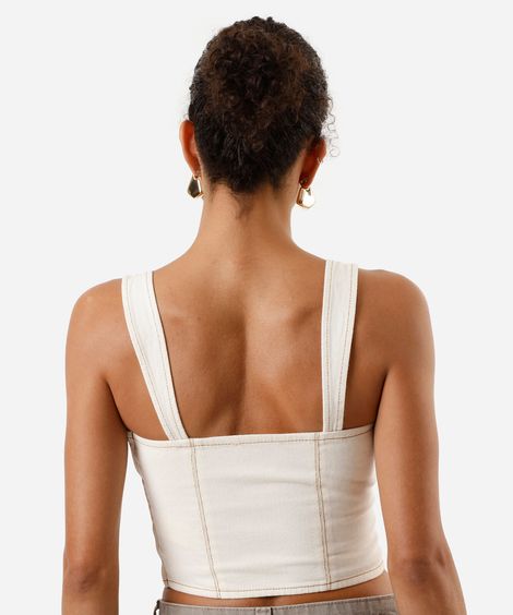 blusa de alfaiataria feminina sem alça off white