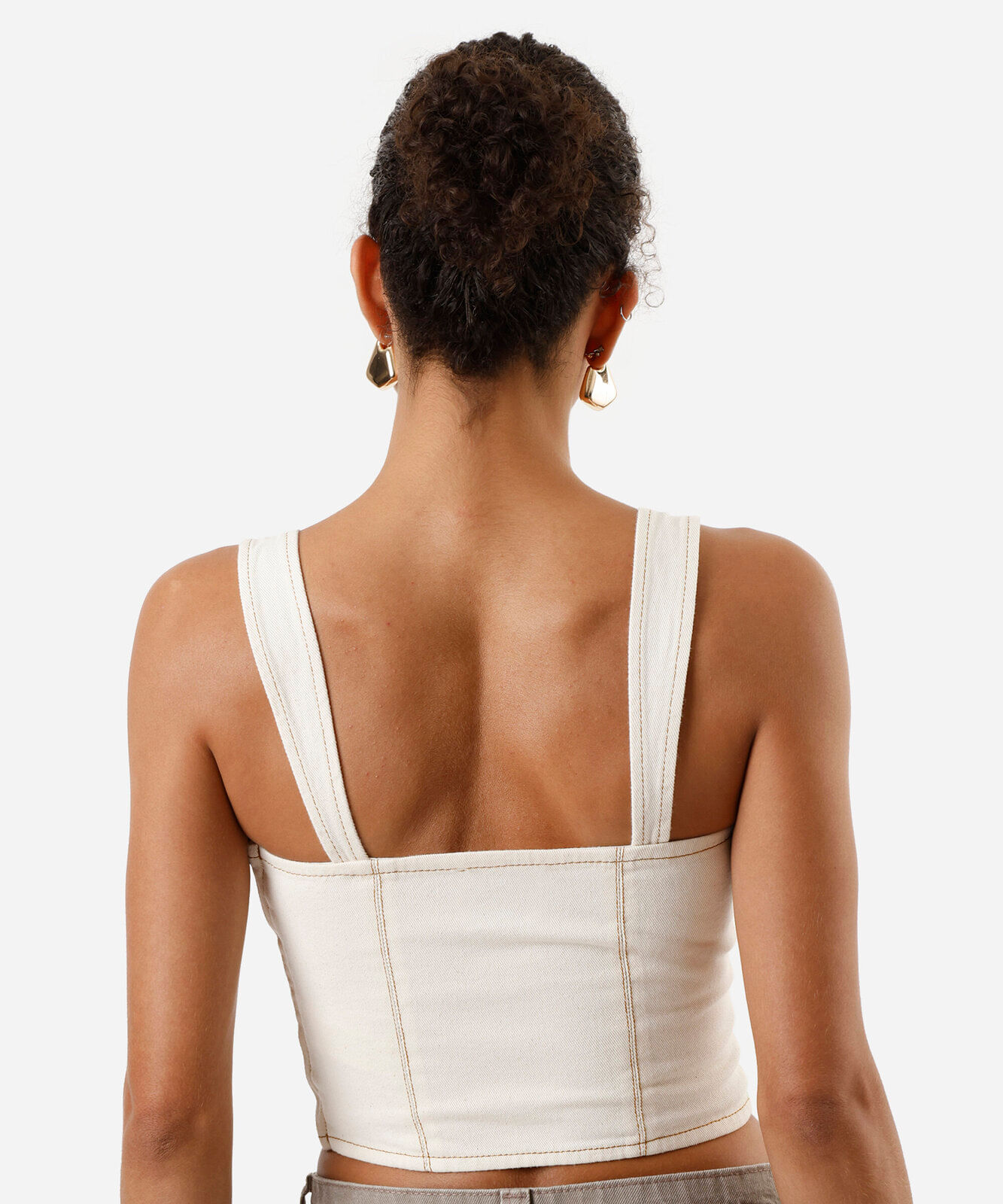 blusa de alfaiataria feminina sem alça off white