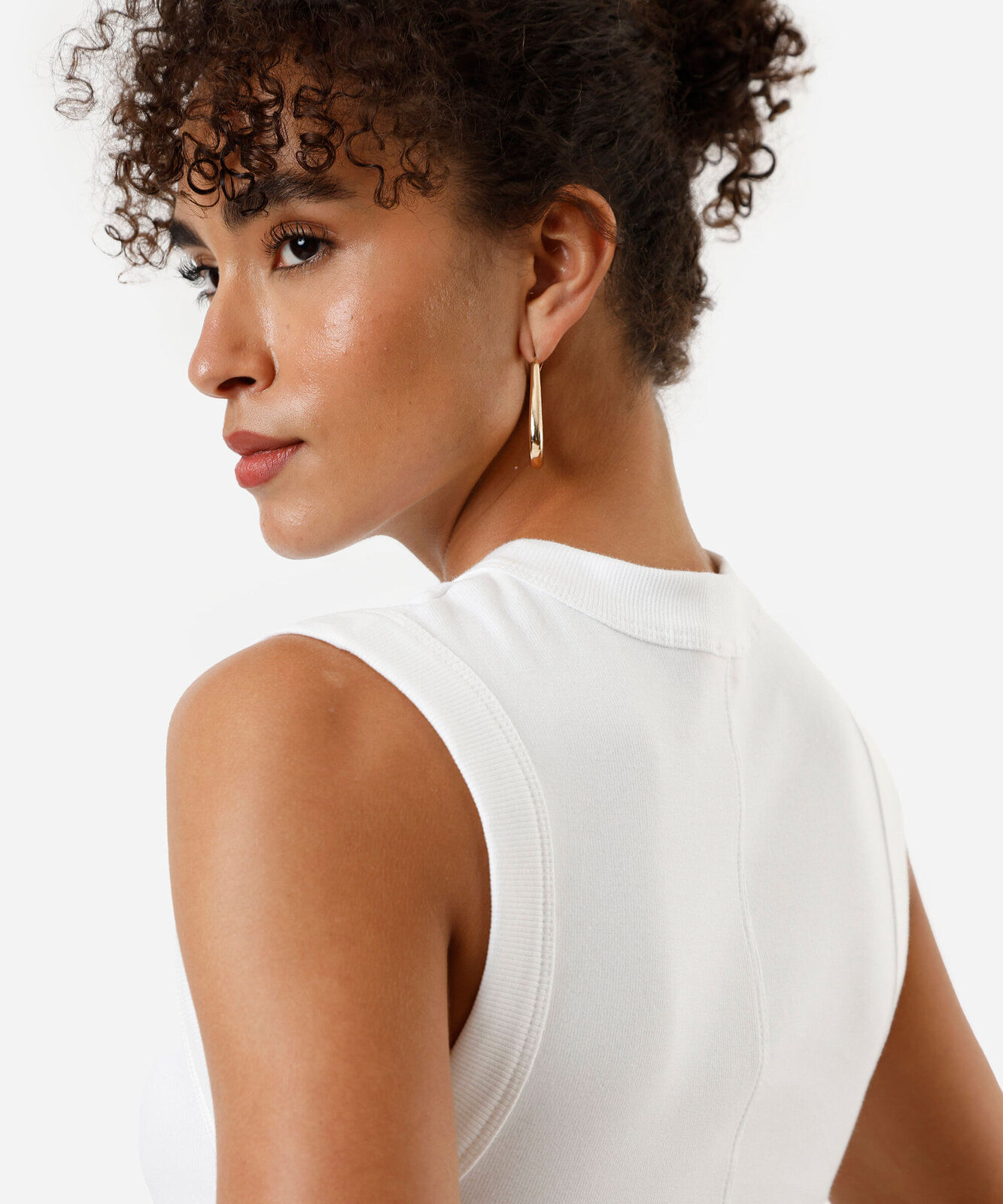 regata feminina de algodão com viés off white