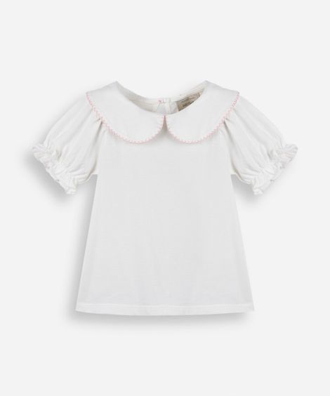 blusa infantil de algodão com golinha off white