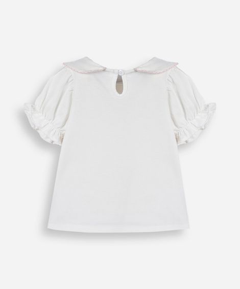 blusa infantil de algodão com golinha off white