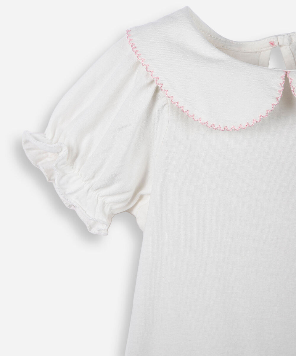 blusa infantil de algodão com golinha off white