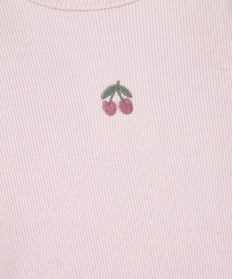 blusa infantil de algodão com bordado canelada rosa