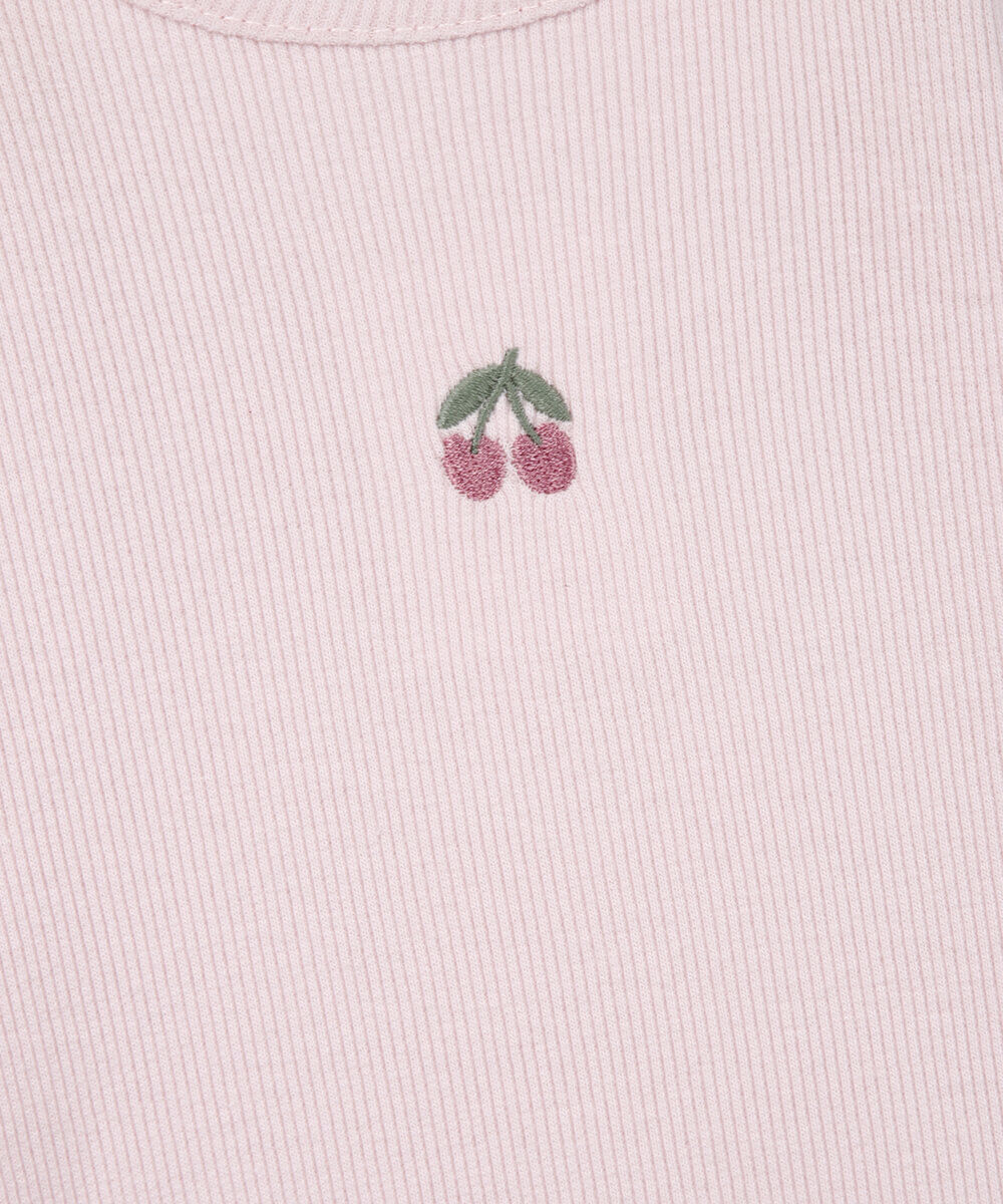 blusa infantil de algodão com bordado canelada rosa