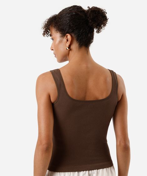 regata de pijama feminina avulsa canelada marrom