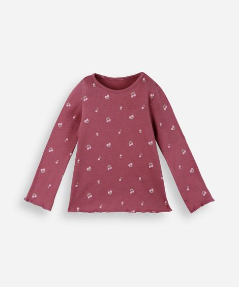 blusa infantil de algodão cerejas canelada vinho