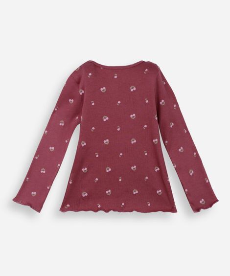 blusa infantil de algodão cerejas canelada vinho