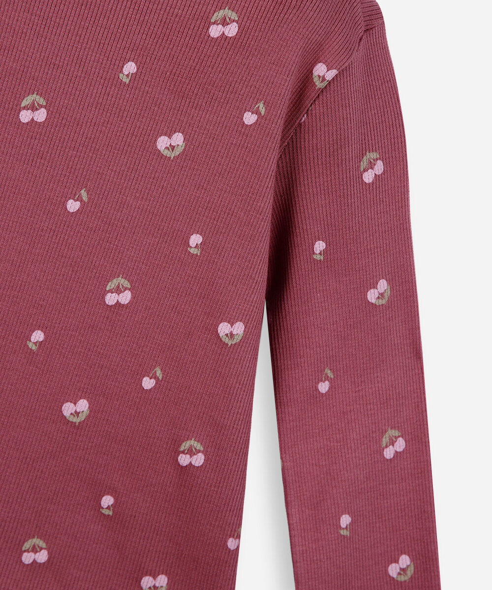 blusa infantil de algodão cerejas canelada vinho