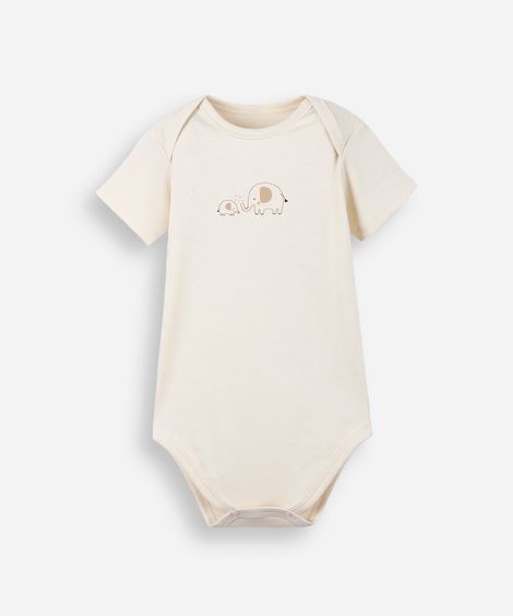 body infantil de algodão peruano estampado bege