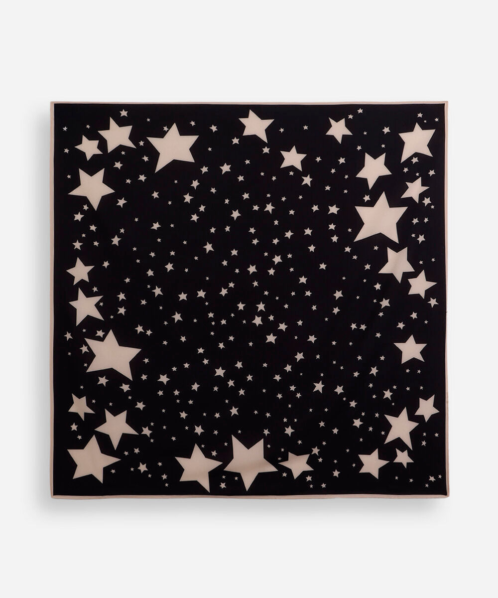lenço feminino estrelas preto