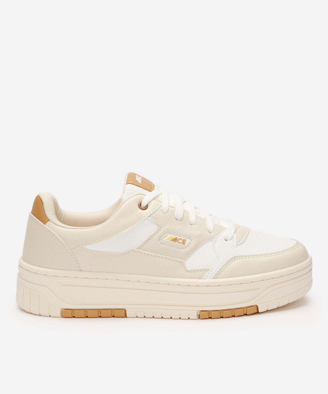 tênis casual flatform com recortes off white