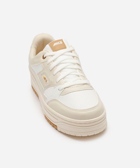 tênis casual flatform com recortes ace off white