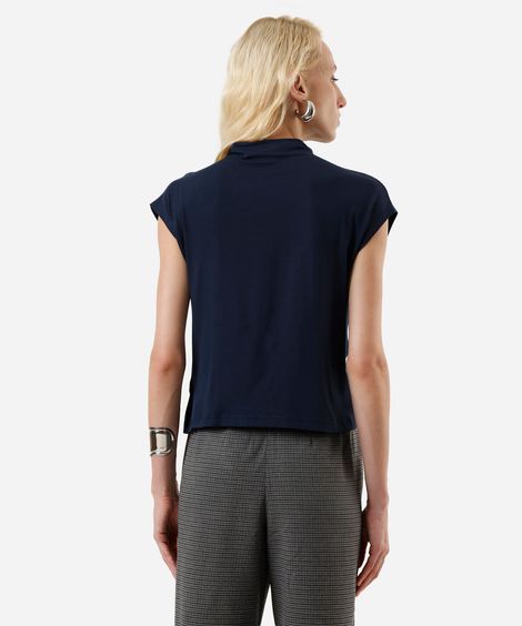 blusa feminina de viscose franzida azul