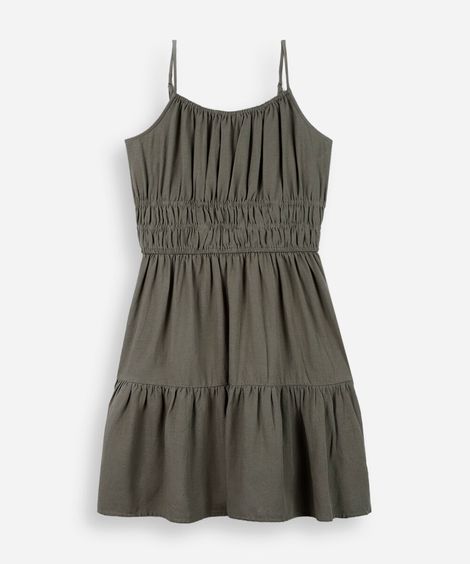 vestido curto juvenil com alças finas verde