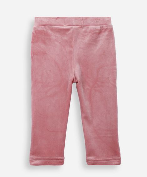 calça baby plush lisa coração rosa