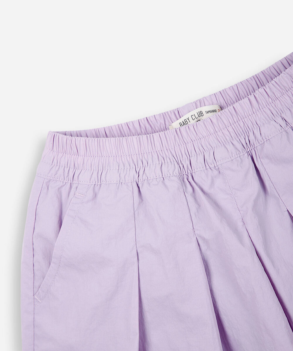 short saia infantil pregas nylon lilás