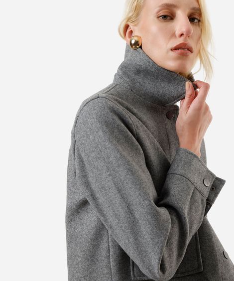 jaqueta feminina texturizada cinza