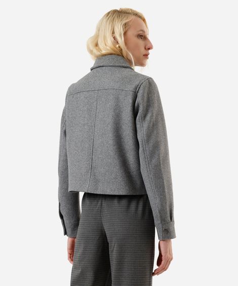 jaqueta feminina texturizada cinza