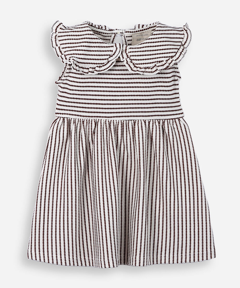 vestido infantil listrado marrom