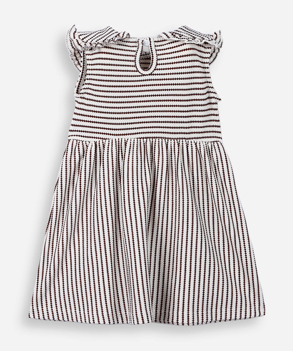 vestido infantil listrado marrom