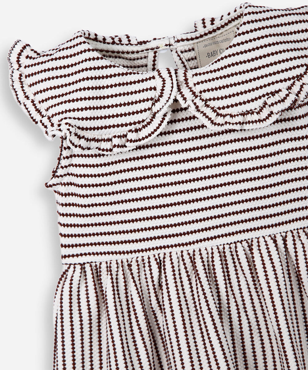 vestido infantil listrado marrom