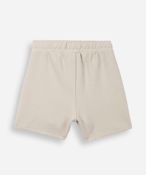 short infantil com algodão cós elástico texturizado bege