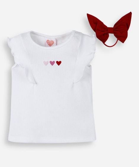 blusa infantil com scrunchie off white