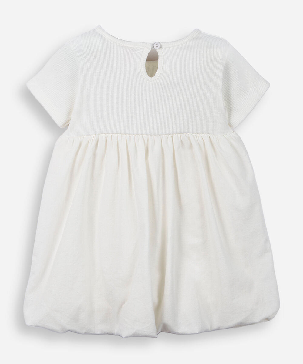 vestido infantil balonê com faixa de cabeça off white
